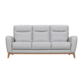 83" Gray And Brown Leather Sofa